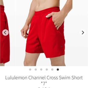 Mens Lululemon Channel Cross Short in Dark Red Medium